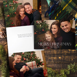 Modern Merry Christmas Typography Photo Tri-Fold Holiday Card