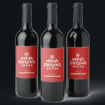 Modern Merry Christmas White Script Personalised Wine Label<br><div class="desc">Holiday Season customisable wine labels for your personalisation.</div>