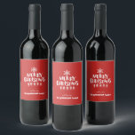 Modern Merry Christmas White Script Personalised Wine Label<br><div class="desc">Holiday Season customisable wine labels for your personalisation.</div>