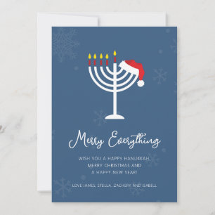 Modern Merry Everything Christmas Hanukkah Holiday Card
