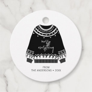 Modern Merry Everything Christmas Sweater Holiday Favour Tags