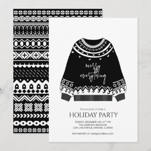 Modern Merry Everything Christmas Sweater Holiday Invitation