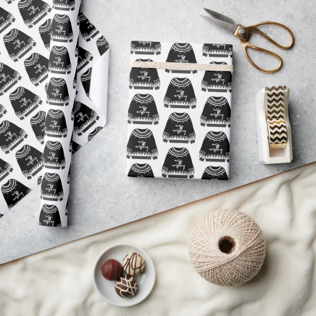Modern Merry Everything Christmas Sweater Holiday  Wrapping Paper (Crafts)