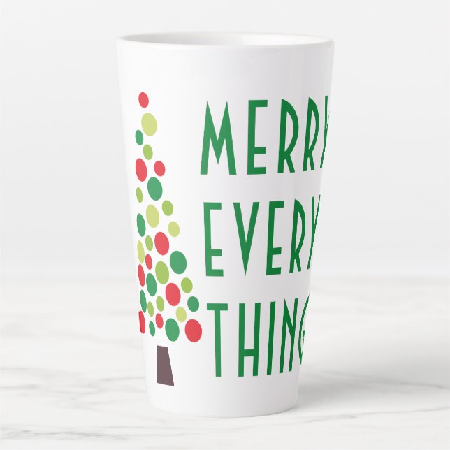 Modern Merry Everything  Holiday Tree  Latte Mug (Front)