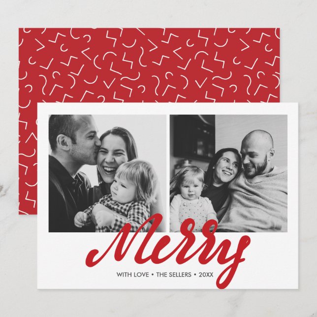 Modern Merry | Holiday  2 square Photo Card (Front/Back)