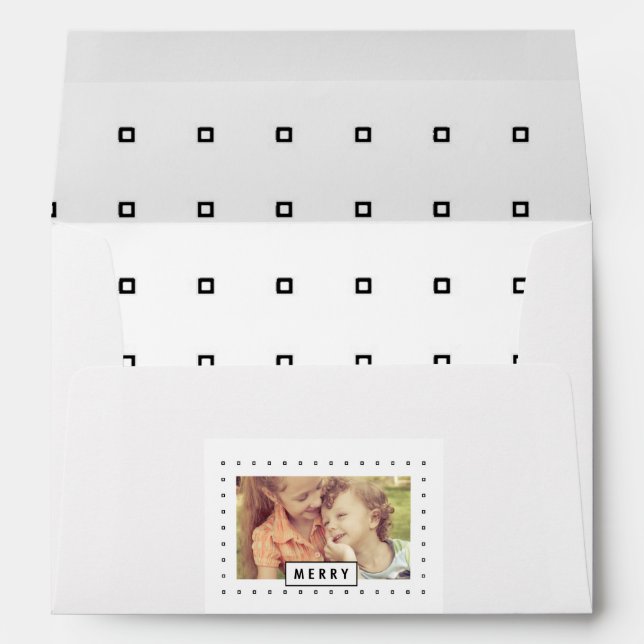 Modern Merry | Holiday Photo Printed Envelope (Back (Bottom))