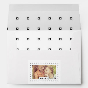 Modern Merry Holiday Photo Printed Envelope