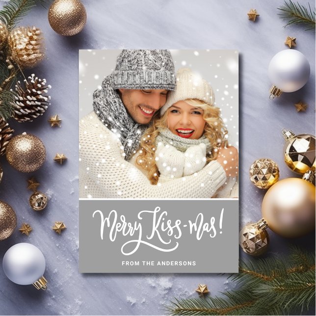 Modern Merry Kiss-mas Christmas Photo Holiday Card (Creator Uploaded)