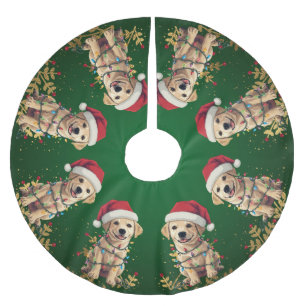 Modern merry Lab christmas tree puppy dog pattern Brushed Polyester Tree Skirt