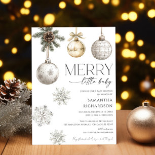 Modern merry little baby shower gender neutral invitation