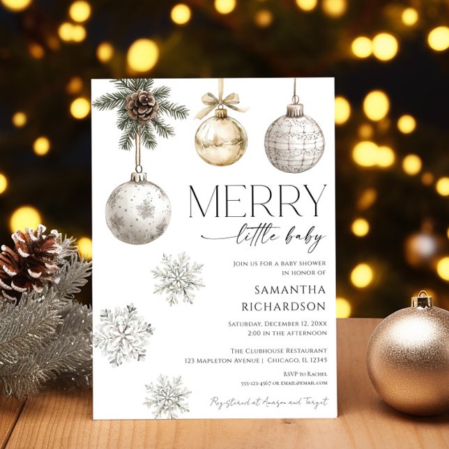 Modern merry little baby shower gender neutral invitation (Creator Uploaded)