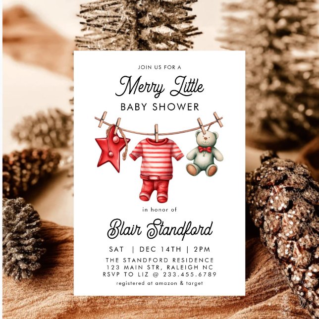 Modern Merry Little Christmas Baby Shower Invitation (Creator Uploaded)