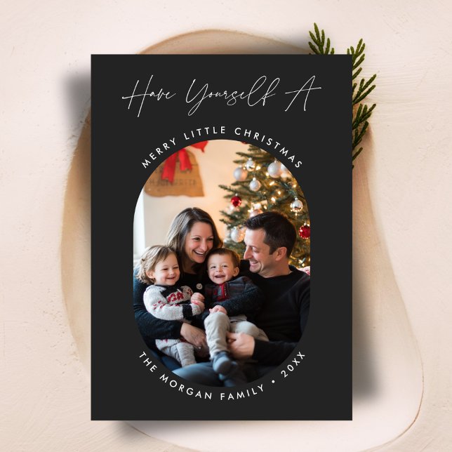 Modern Merry Little Christmas Capsule Photo Holiday Card (Creator Uploaded)