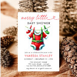 Modern Merry Little Christmas  Santa Baby Shower Invitation<br><div class="desc">Celebrate the season with our Modern Merry Little Christmas Santa Baby Shower Invitation. This festive invitation features a charming Santa design paired with elegant typography, setting the tone for a cosy and joyful holiday-themed baby shower. The warm, cheerful colours and modern layout make it perfect for inviting loved ones to...</div>