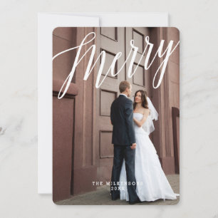 Modern Merry & Married Christmas Photo Card