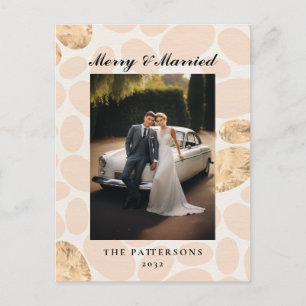 Modern Merry Married customer specific photo  Holiday Postcard
