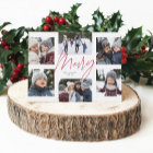Modern merry red script 6 photo Christmas collage