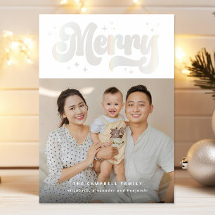 Modern Merry Shimmer Holiday Photo Card