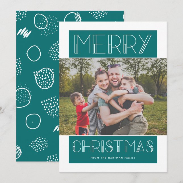 Modern Merry | Teal | Photo Holiday Card (Front/Back)