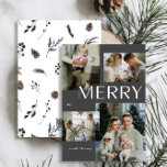 Modern Merry Winter 4 Photo Black Watercolor Xmas Holiday Card<br><div class="desc">This year, let your friends and family know you care with the Modern Merry Winter 4 Photo Black Watercolor Xmas Christmas card. Not only is it stylish and up-to-date, but it has enough space for you to include four of your favourite memories from the past year. The design is clean...</div>