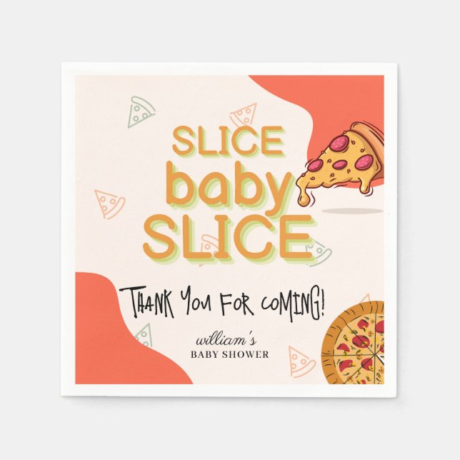Modern Messy Slice Baby Slice Pizza Baby Shower Napkin (Front)
