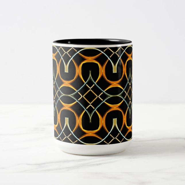 Modern metal Celtic knots pattern Two-Tone Coffee Mug (Center)