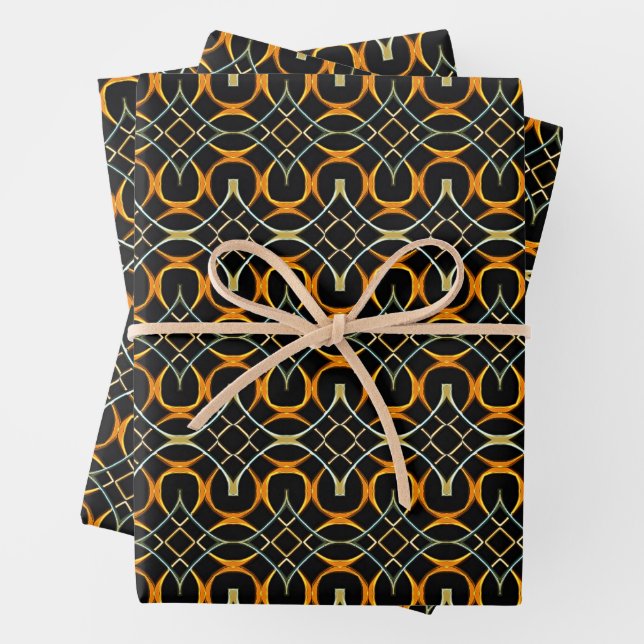 Modern metal Celtic knots pattern Wrapping Paper Sheet (In situ)