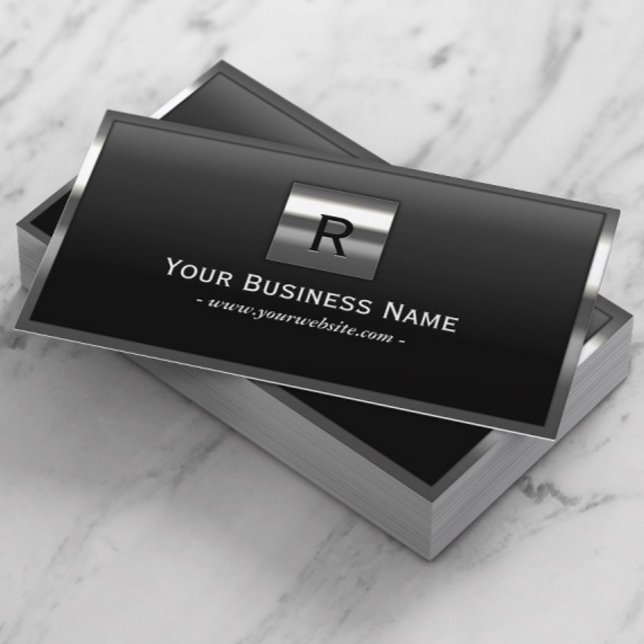 Modern Metal frame Monogram Initial Logo Business Card (Creator Uploaded)