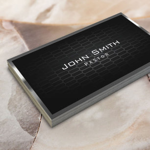 Modern Metal Framed Pastor  Business Card