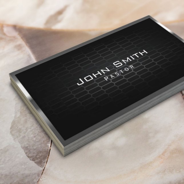 Modern Metal Framed Pastor  Business Card (Creator Uploaded)
