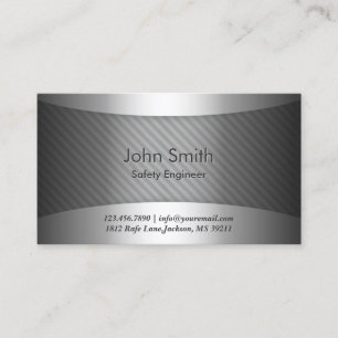 Modern Metal Safety Engineer Business Card