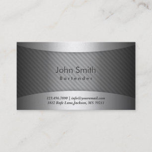 Modern Metal Stripes Bartender Business Card