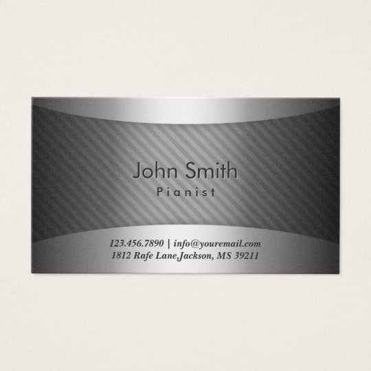 Modern Metal Stripes Pianist Business Card