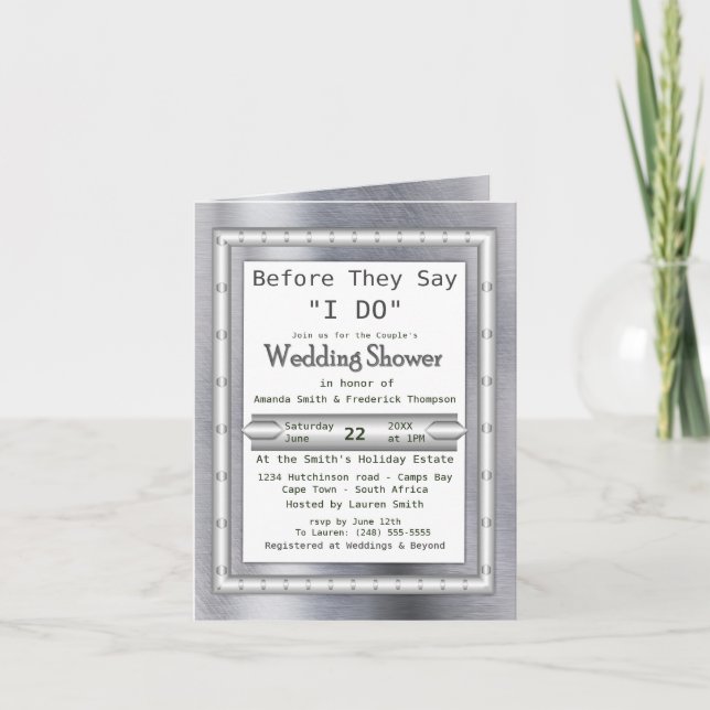 Modern Metal Texture Couple Shower Invitation (Front)