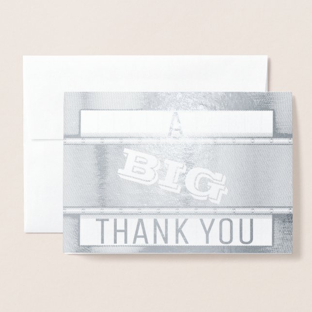 Modern Metal Texture Thank You Foil Card (Front With Envelope)