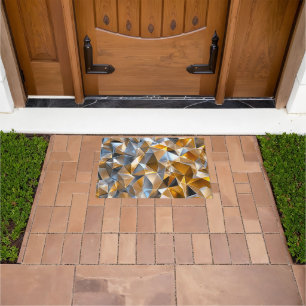 Modern Metallic Abstract Gold Silver Geometric Doormat