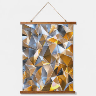 Modern Metallic Abstract Gold Silver Geometric Hanging Tapestry