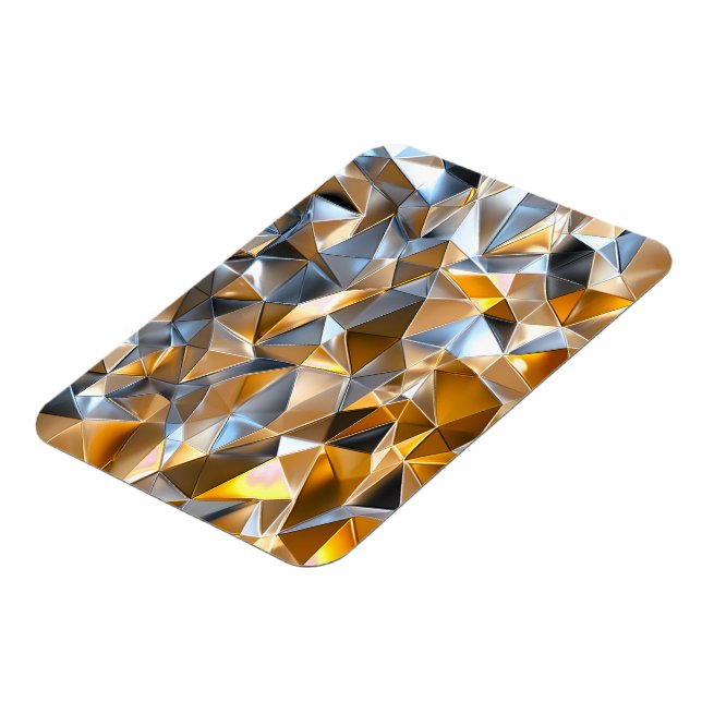 Modern Metallic Abstract Gold Silver Geometric Magnet (Left Side)