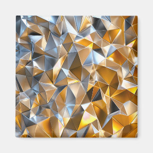 Modern Metallic Abstract Gold Silver Geometric Magnet