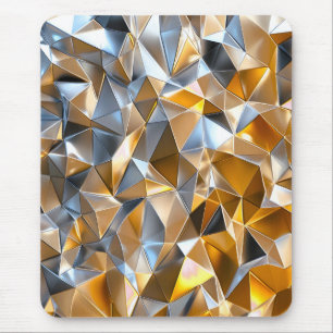 Modern Metallic Abstract Gold Silver Geometric Mouse Mat