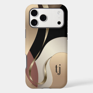 Modern Metallic Abstract Pattern with Monogram