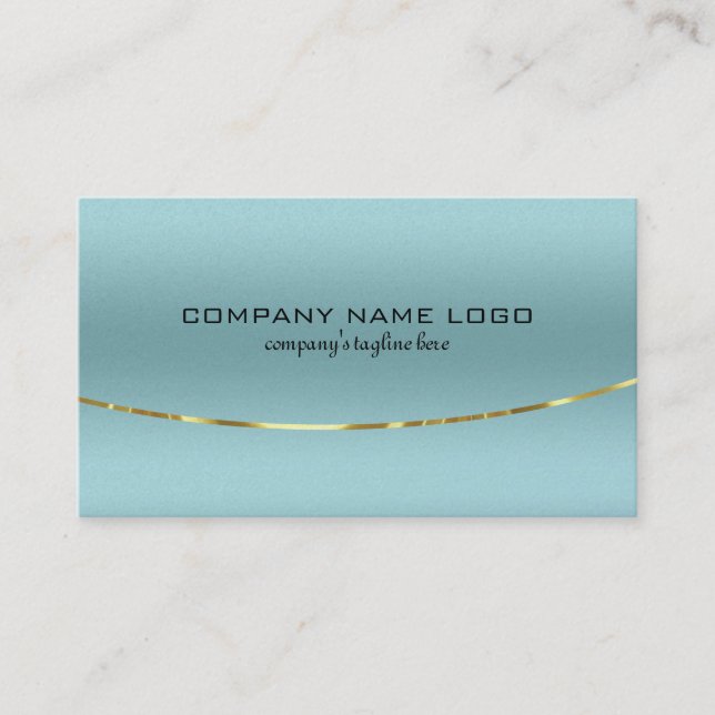 Modern Metallic Blue-green Texture Gold Accent Business Card (Front)