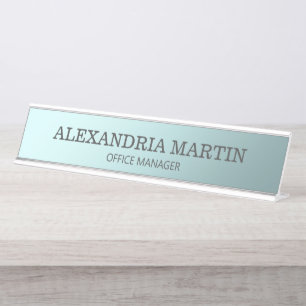 Modern Metallic Blue Name Job Title Door Sign