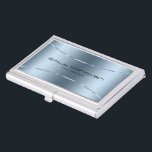 Modern metallic blue stainless steel look business card holder<br><div class="desc">Modern simple,  minimalistic image of a blue metallic background stainless steel look with a shiny blue accent.</div>
