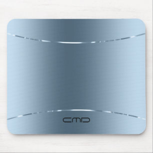 Modern metallic blue stainless steel look mouse mat