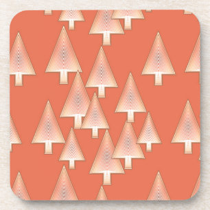 Modern metallic Christmas trees - copper & rust Coaster