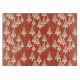 Modern metallic Christmas trees - copper & rust Cutting Board