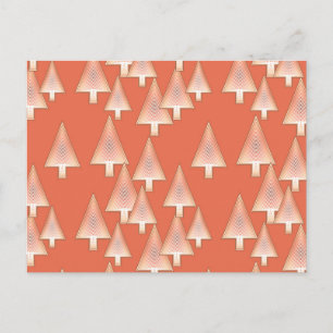 Modern metallic Christmas trees - copper & rust Holiday Postcard