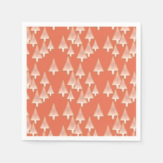 Modern metallic Christmas trees - copper & rust Napkin (Front)