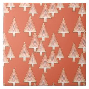 Modern metallic Christmas trees - copper & rust Tile